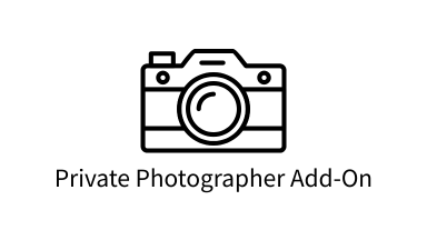 Outline of camera with text: Private Photographer Add-On